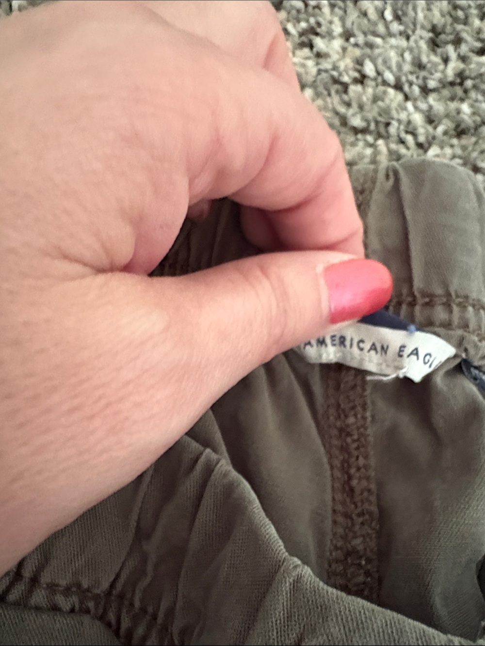 American Eagle Outfitters Olive Wide-Leg Drawstring Pants - Picture 2 of 3